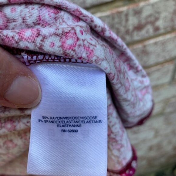 Lands End Ditsy Floral lightweight sweater Womens Size M Soft Stretch Pink - Picture 7 of 7